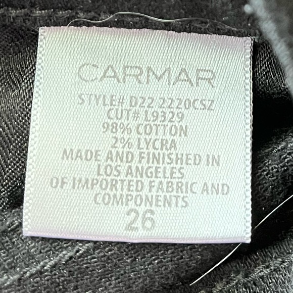 CARMAR Los Angeles
Women's 26 Full
Size Zip Black Denim Pants - Picture 2 of 3